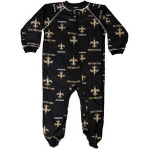 Brand New New Orleans Saints Full Zip Raglan Pajama, Black, Size 6-9M.